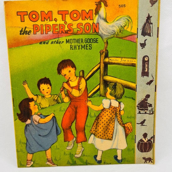 Tom, Tom The Piper’s Son And Other Mother Goose Rhymes Vintage 1943 Kids Book - Picture 1 of 7